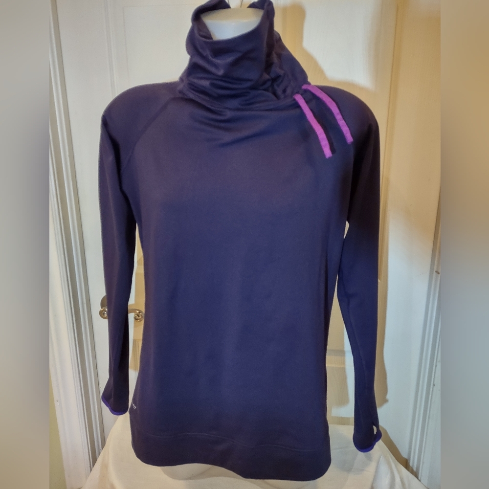 Nike Pro Pullover Women Extra Large Purple Turtleneck with nice accent side ties